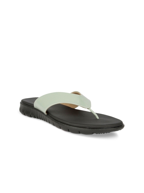 

SOLES Women Green Solid Thong Flip-Flops