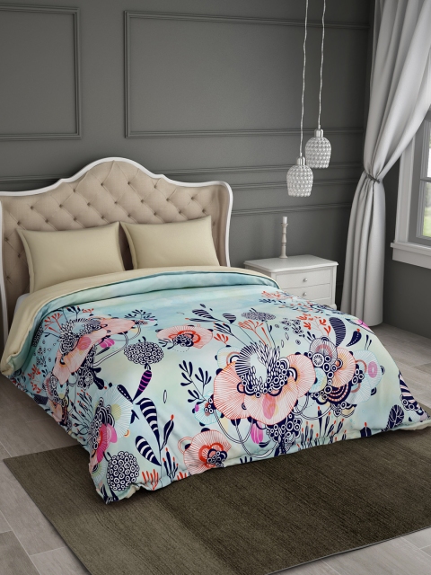 

SPACES Blue & Yellow Floral AC Room 150 GSM Double Bed Comforter