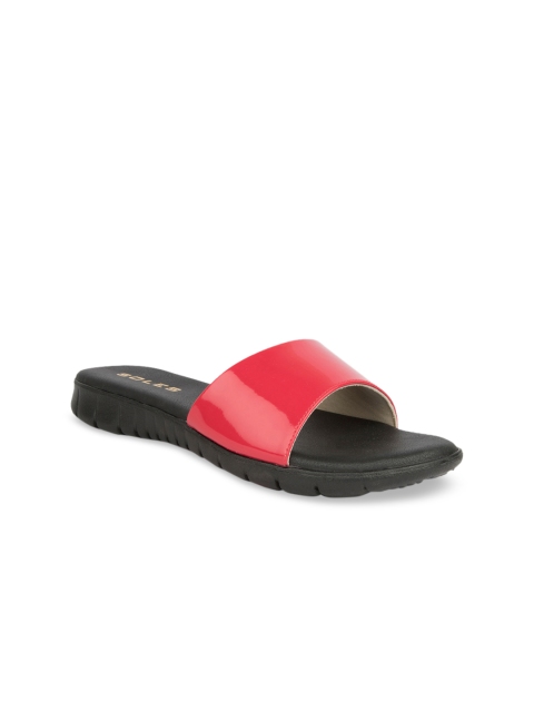 

SOLES Women Red Solid Open Toe Flats