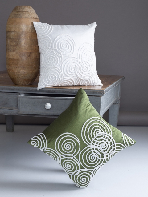 

Alina decor Off-White Set of 2 Self Design Square Cushion Covers
