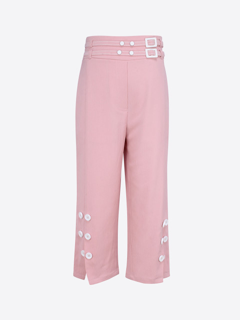 

CUTECUMBER Girls Pink Solid Regular Fit Capris