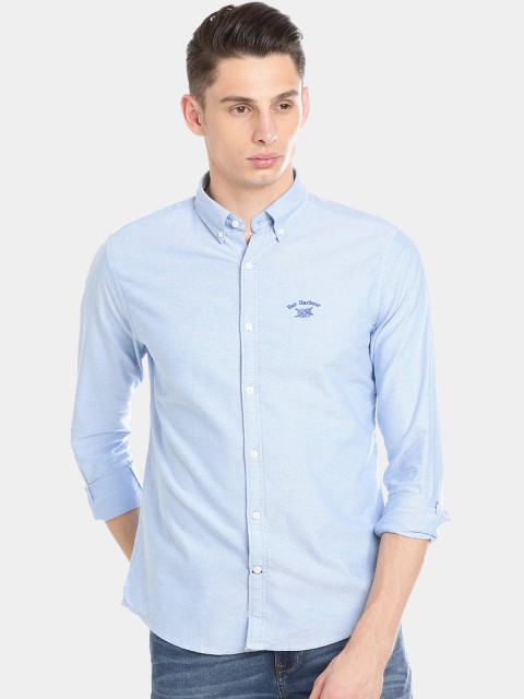 

Bar Harbour Men Blue Comfort Slim Fit Solid Casual Shirt