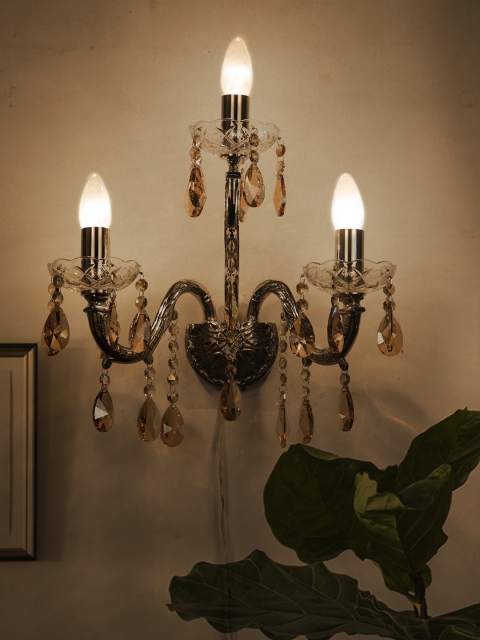 

Fos Lighting SZ Silver 3 Light Brass Crystal Wall Sconce