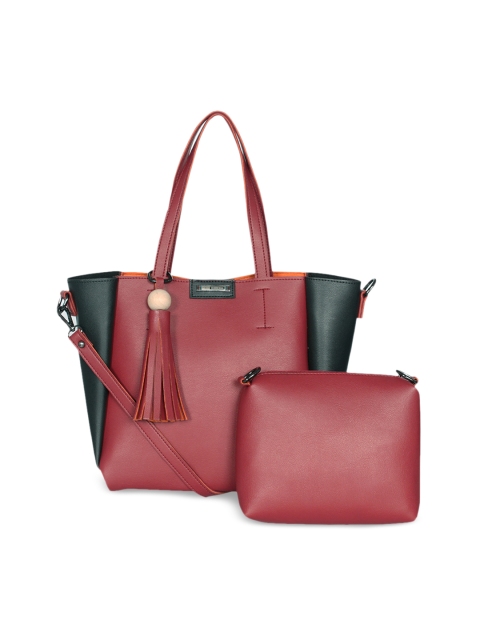 

ESBEDA Maroon Colourblocked Shoulder Bag