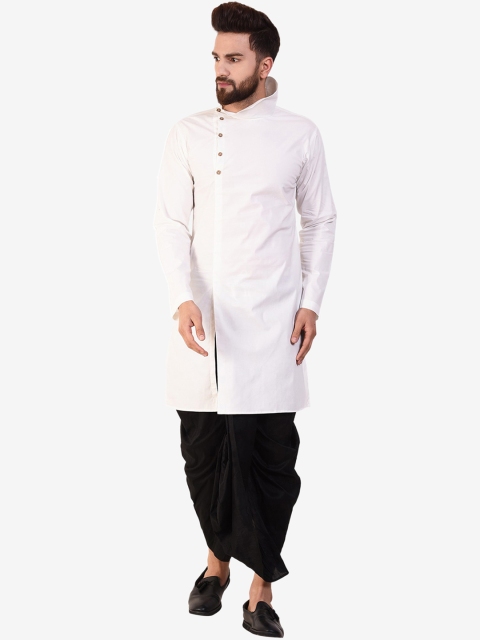 

Zotw Men White Solid Straight Kurta