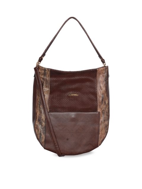 

ESBEDA Coffee Brown Printed Hobo Bag
