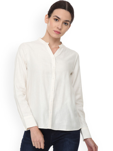 

Van Heusen Woman Off-White Regular Fit Solid Casual Shirt