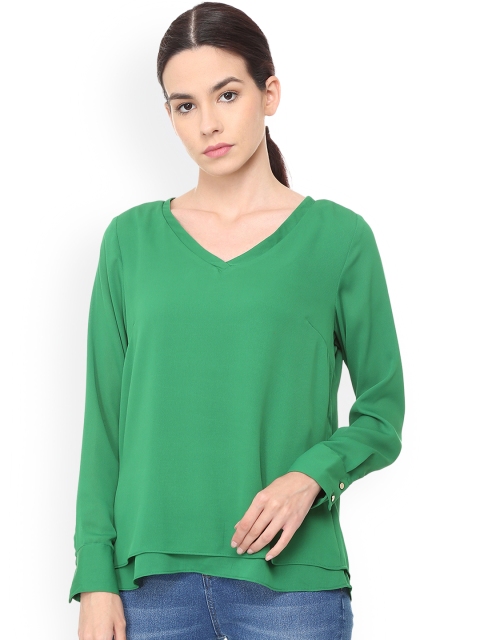 

Van Heusen Woman Green Solid Tiered Top