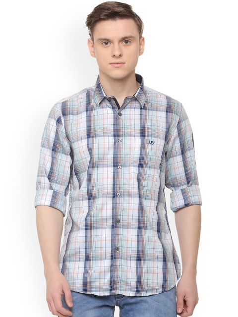 

Van Heusen Sport Men Blue & Off-White Slim Fit Checked Casual Shirt