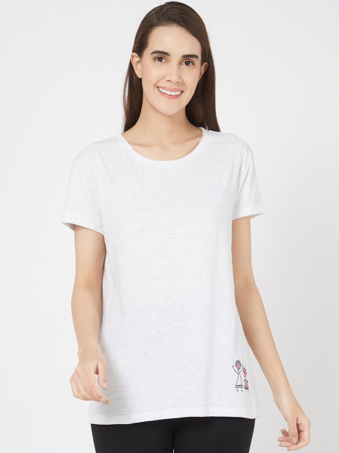 

Mystere Paris Women White Solid Lounge T-shirt A362F