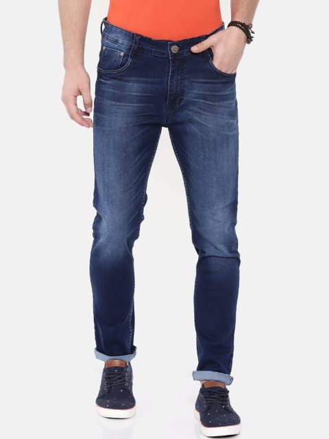 CINOCCI Men Blue Slim Fit Mid-Rise Clean Look Stretchable Jeans