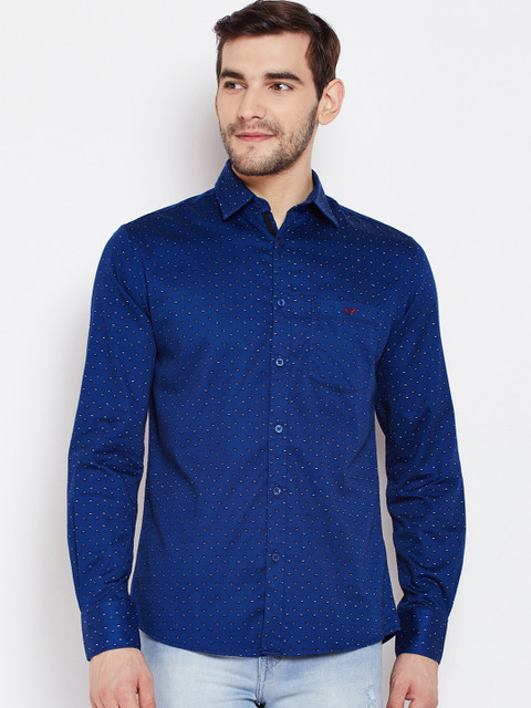 

Crimsoune Club Men Navy Blue Slim Fit Printed Casual Shirt