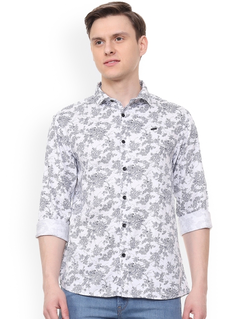 

People Men Grey & White Regular Fit Printed Casual Shirt