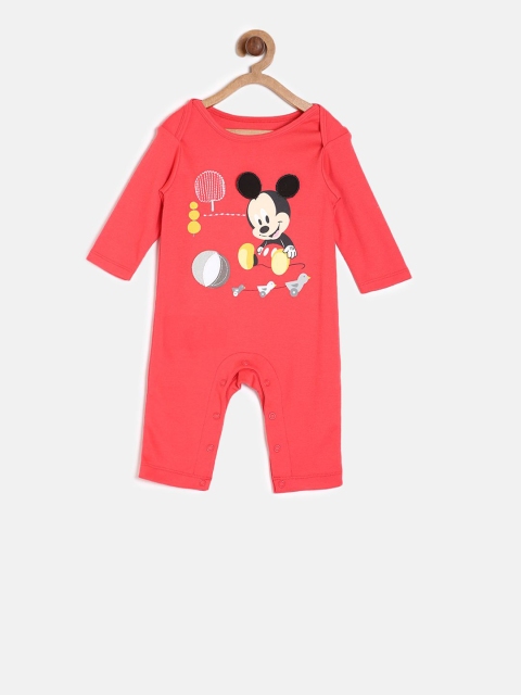 

MINI KLUB Unisex Coral Red Printed Romper