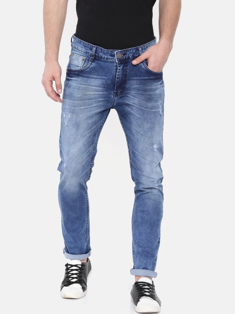 

CINOCCI Men Blue Slim Fit Mid-Rise Low Distress Stretchable Jeans