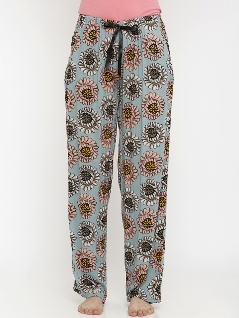 

Heart 2 Heart Women Teal Blue & Beige Printed Lounge Pants LP130BLOOBL