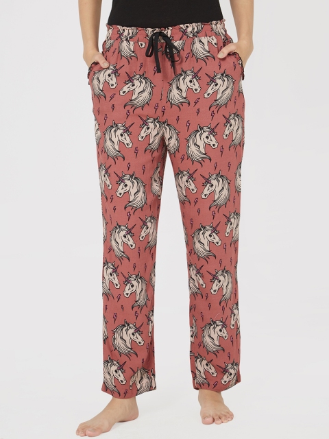 

Mystere Paris Women Pink & White Printed Pyjama G363A, Rust