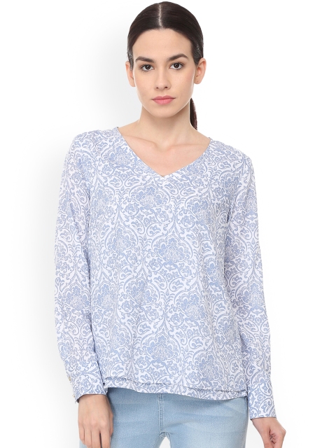 

Van Heusen Women Blue Printed Top