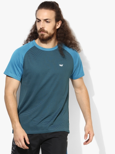 

Navy Blue Textured Round Neck T-Shirt