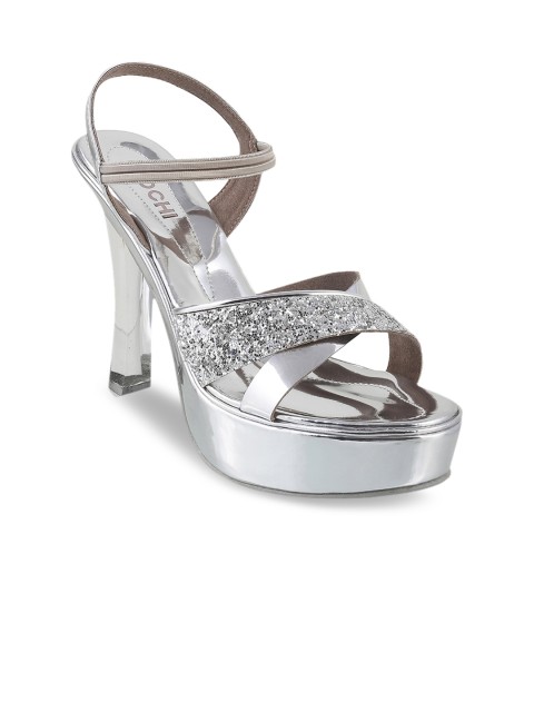 

Mochi Women Silver-Toned Solid Sandals