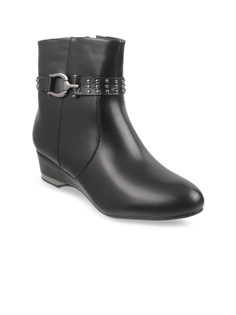 

Mochi Women Black Solid Heeled Boots