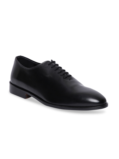 

JOE SHU Men Black Leather Formal Oxfords
