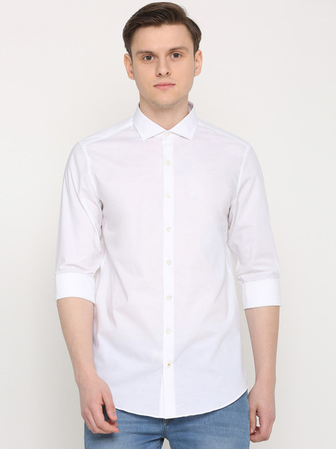 

SIMON CARTER LONDON Men White Slim Fit Solid Casual Shirt