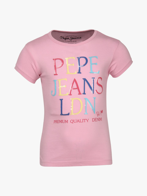 

Pepe Jeans Girls Pink Embellished Round Neck T-shirt