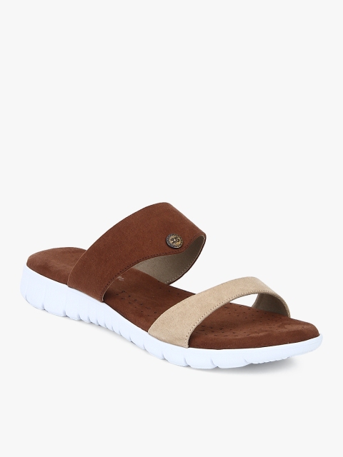 

Lee Cooper Women Brown & Cream Colourblocked Synthetic Open Toe Flats