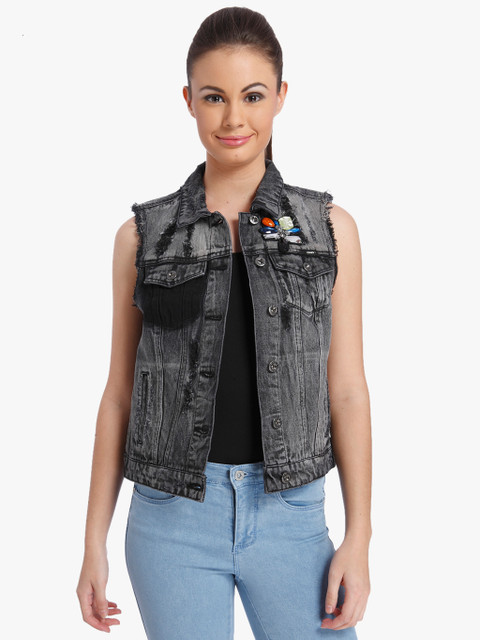 

Black Solid Denim Jacket