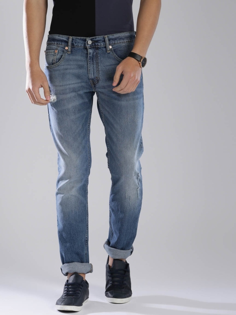 

Levis Men Blue 65504 Skinny Fit Mid-Rise Low Distress Stretchable Jeans