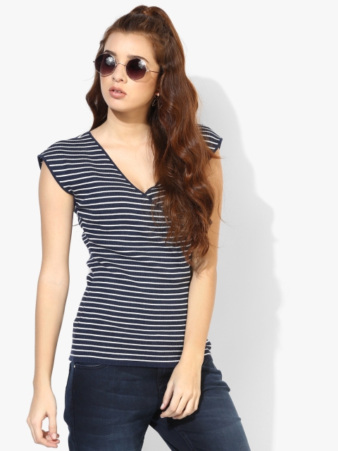 

Tommy Hilfiger Women Navy Blue Striped Top