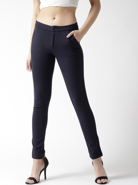 

Xpose Women Navy Blue Comfort Slim Fit Solid Regular Trousers