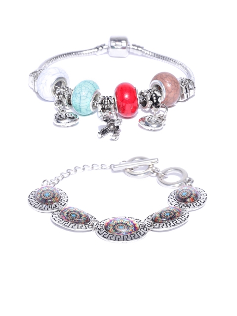 

PRITA Silver-Toned Alloy Silver-Plated Handcrafted Charm Bracelet