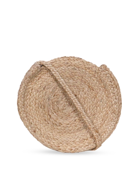 

Diwaah Beige Self Design Jute Sling Bag