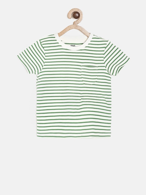 

MINI KLUB Boys Green Striped Round Neck T-shirt