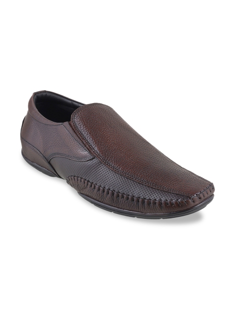 

Mochi Men Brown Leather Formal Slip-Ons