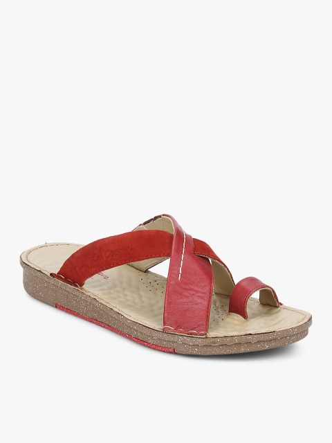 

Lee Cooper Women Red Solid Leather One Toe Flats