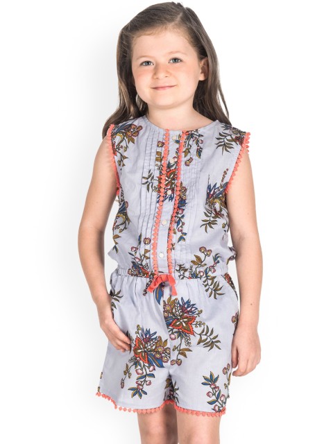

Cherry Crumble Blue Printed Playsuit