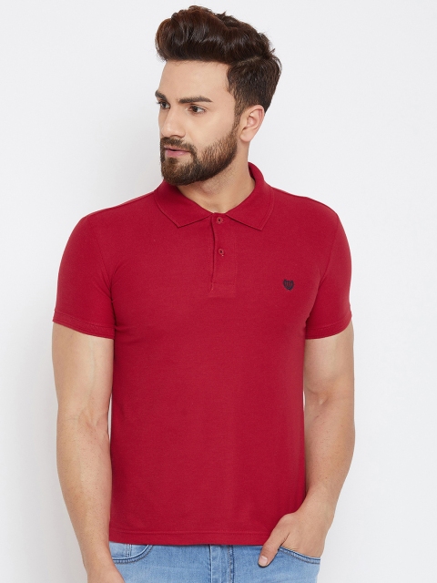 

Duke Men Red Solid Polo Collar T-shirt