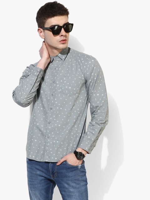 

Grey Slim Fit Printed Casual Shirt