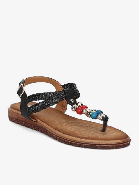 

Lee Cooper Women Black Solid Leather T-Strap Flats