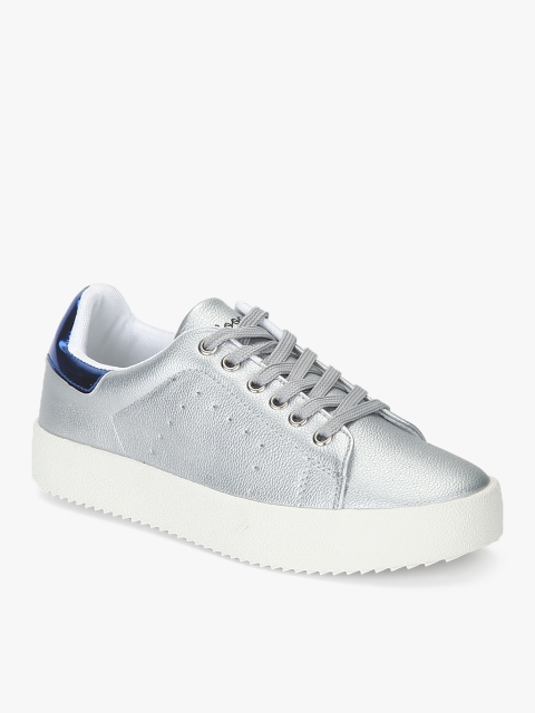 

Lee Cooper Women Silver-TonedLace-up Sneakers