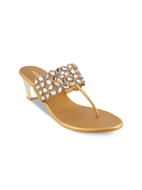 

Mochi Women Gold-Toned Solid Sandals