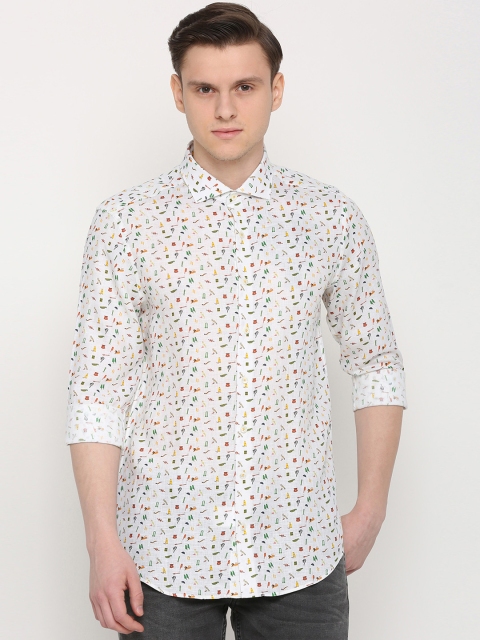 

SIMON CARTER LONDON Men White Slim Fit Printed Casual Shirt