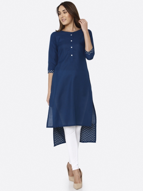 

RAISIN Women Navy Blue Printed Straight Kurta