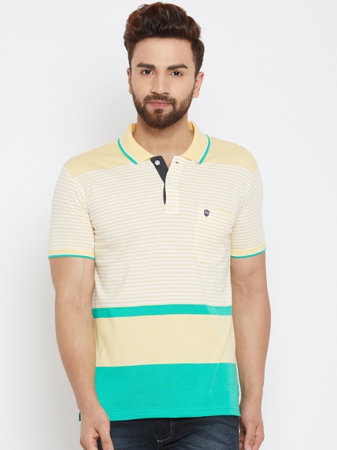 

Duke Men Yellow Striped Polo Collar Sim Fit T-shirt