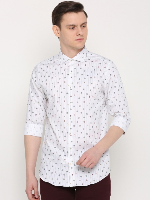 

SIMON CARTER LONDON Men White Slim Fit Printed Casual Shirt
