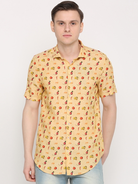 

SIMON CARTER LONDON Men Yellow & Red Slim Fit Printed Casual Shirt