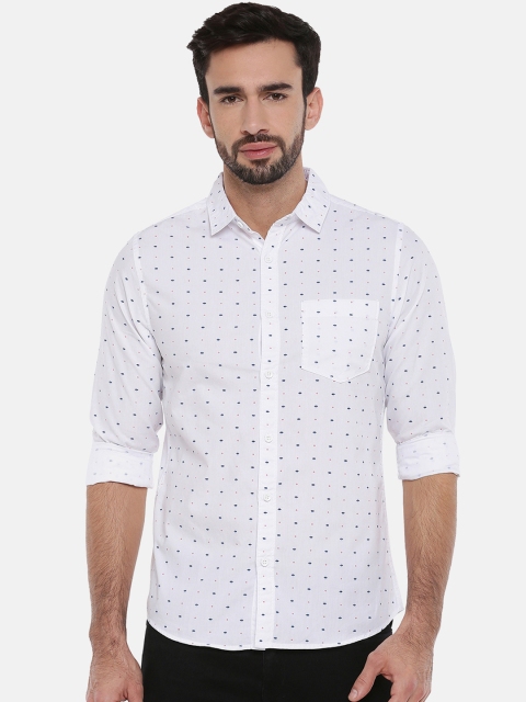 

Chennis Men White Slim Fit Printed Casual Shirt